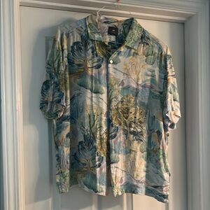 H&M Blue and Green Casual Button Down Shirt